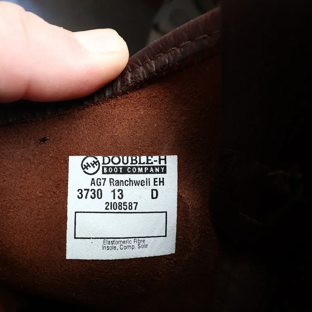 Vintage Double-H Boots Mens 13 D Brown Leather AG7 Ranchwell EH Boots 3730 NWB